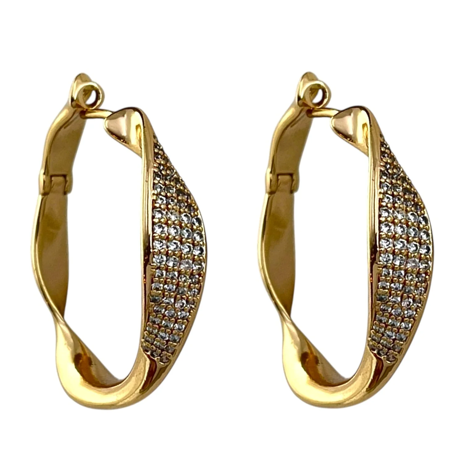 گوشواره زنانه حلقه ای ژوپینگ پیچ طرح طلا