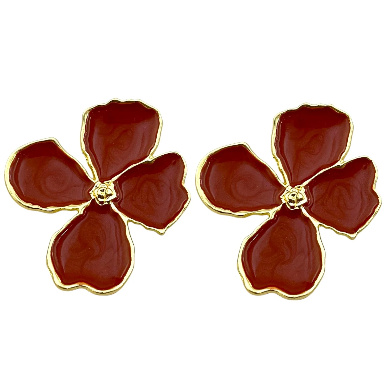 گوشواره طرح گل میناکاری زنانه