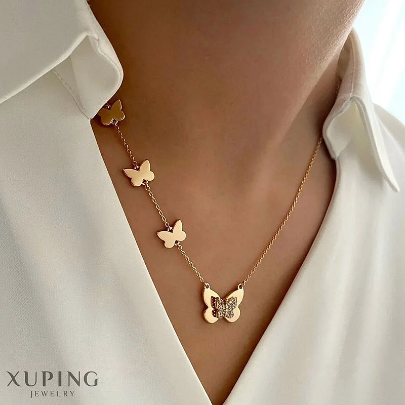 گردنبند ظریف پروانه ژوپینگ نگین دار با طراحی خاص و جذاب Xuping