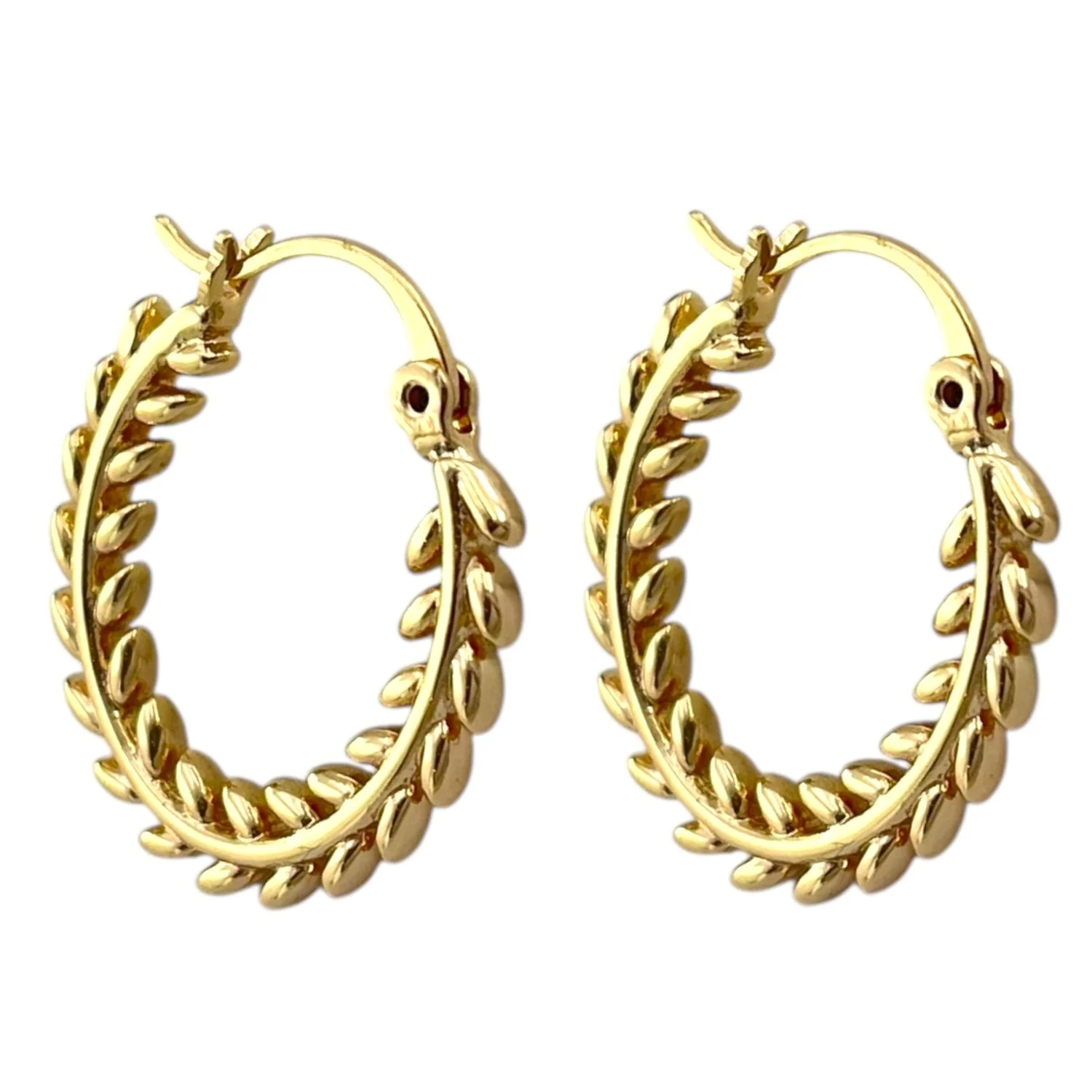 گوشواره حلقه ای زنانه طرح برگ ژوپینگ