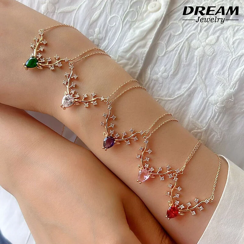 گردنبند ظریف شاخ گوزن نگین دار دریم، جلوه‌ای از زیبایی و طبیعت DREAM