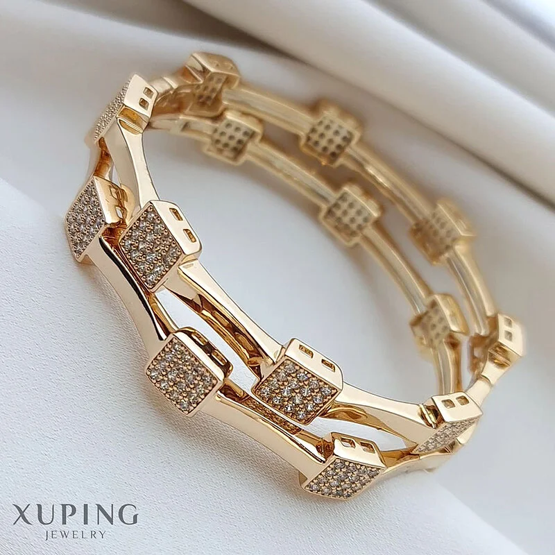 تکدست ژوپینگ مدل مکعبی نگین‌دار با روکش طلای  Xuping